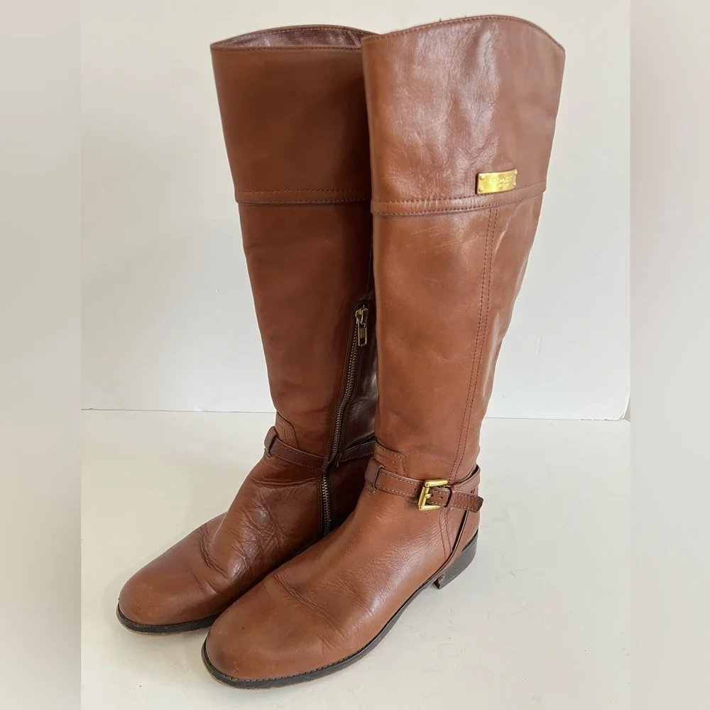 Coach Micha Leather Riding Boots Brown Size 8B